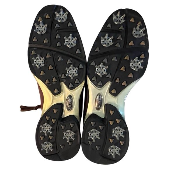 ETONIC MENS STABILITE GOLF SHOES CLEATS LEATHER SIZE 11.5M CHESSTNUT COLOR LACES - Picture 11 of 12